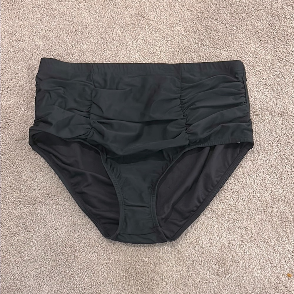 Island Escape Women Black High-Waisted Swim‎ Bottoms Size 18W